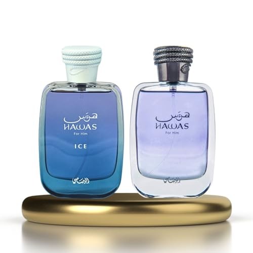 RASASI Hawas & Hawas Ice - for Him EDP Sprays 100ML (3.4 OZ) Long Lasting, Refreshing, Aquatic, Luxurious Masculine Scents. (Value Pack)